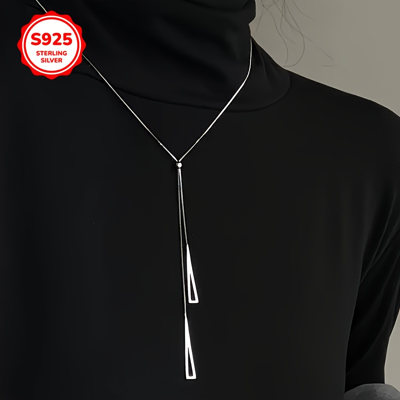 925 Silver Y Necklace Geometric Lightweight Daily Wear